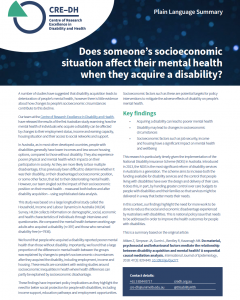 Cover shot of A4 flyer on Socioeconomics and Mental Health for PWD