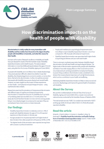 Summary of how discrimination is a health issue for people with disability