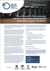 Summary of how socio-economics affects mental health, when acquiring a disability as an adult