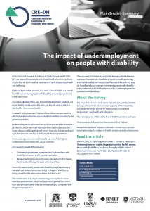 summary of how PWD are experiencing disadvantage through underemployment