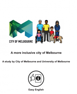 City of Melbourne logo and group of people