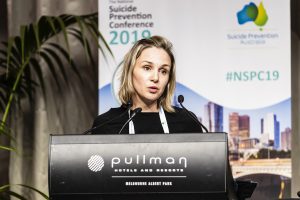 Allison Milner presenting at the Suicide Prevention Australia Conference in 2019