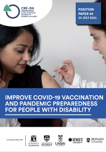 Woman and child being vaccinated by medical professional